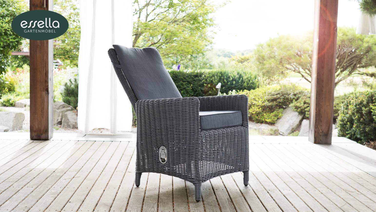 Essella Polyrattan Sessel Rom grau meliert rundgeflecht