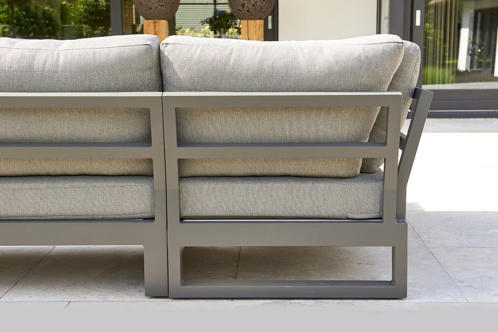 Aluminium Ecklounge Soho Grau Matt rechts mit Side Tables