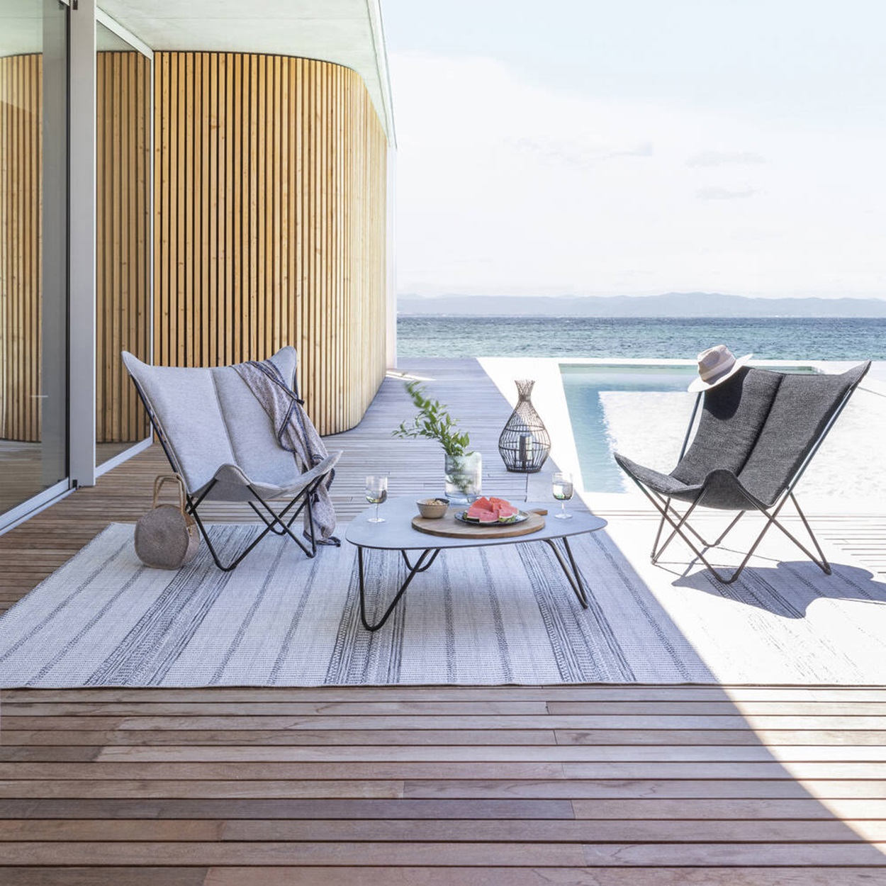 Gepolsterte Breiter Butterfly Chair Sphinx - Tundra Sunbrella® - Grau