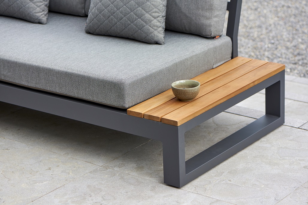 Aluminium Ecklounge Soho Grau Matt links mit Side Tables