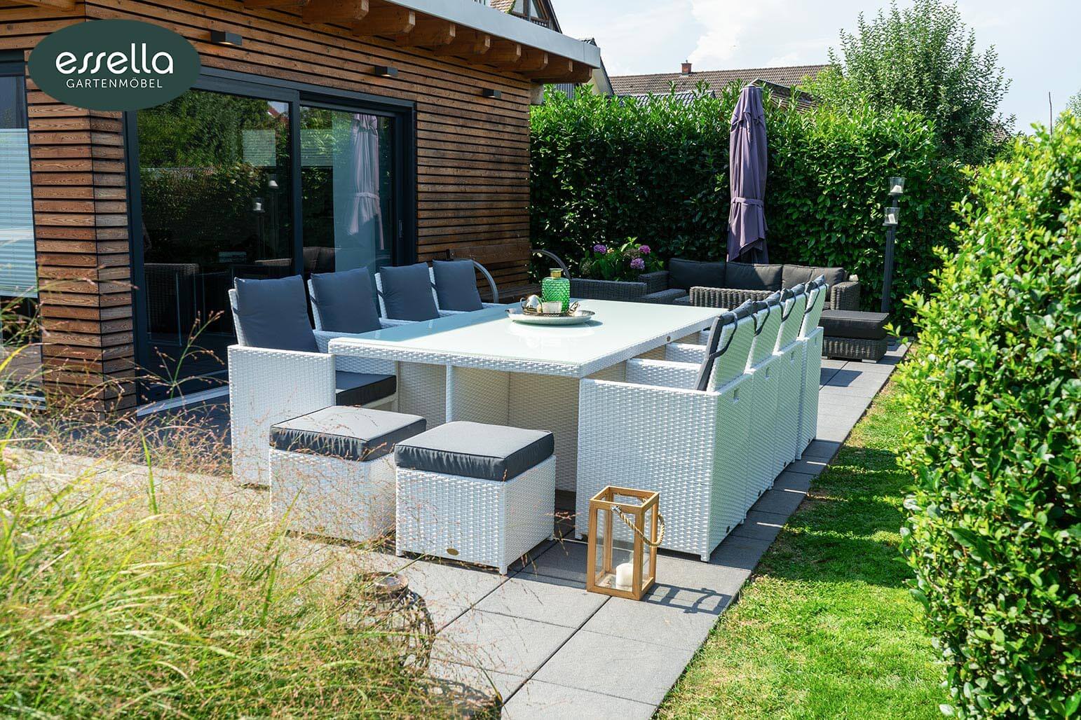 Essella Polyrattan Sitzgruppe "Vienna" : weiß : flachgeflecht : gartenmode.de