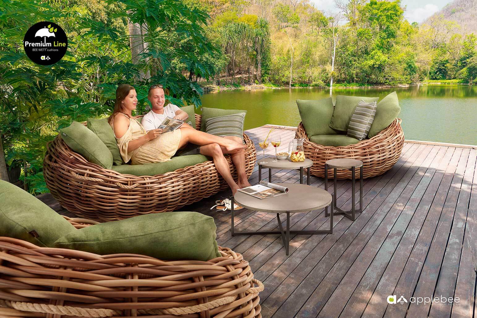 Apple Bee Geflecht Lounge Gruppe Cocoon