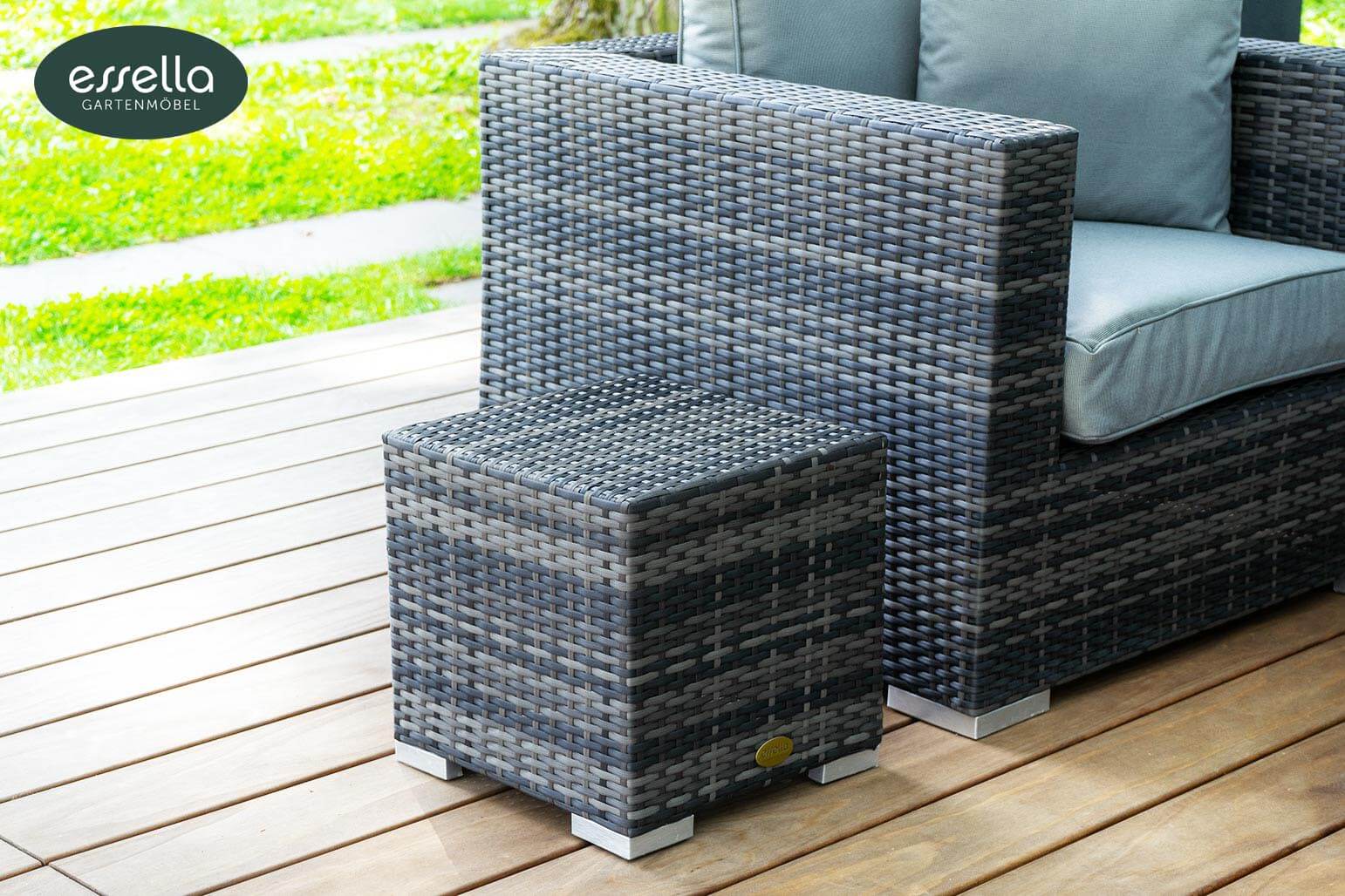 Essella Polyrattan "Miami" : bicolor-grau : flachgeflecht : gartenmode.de
