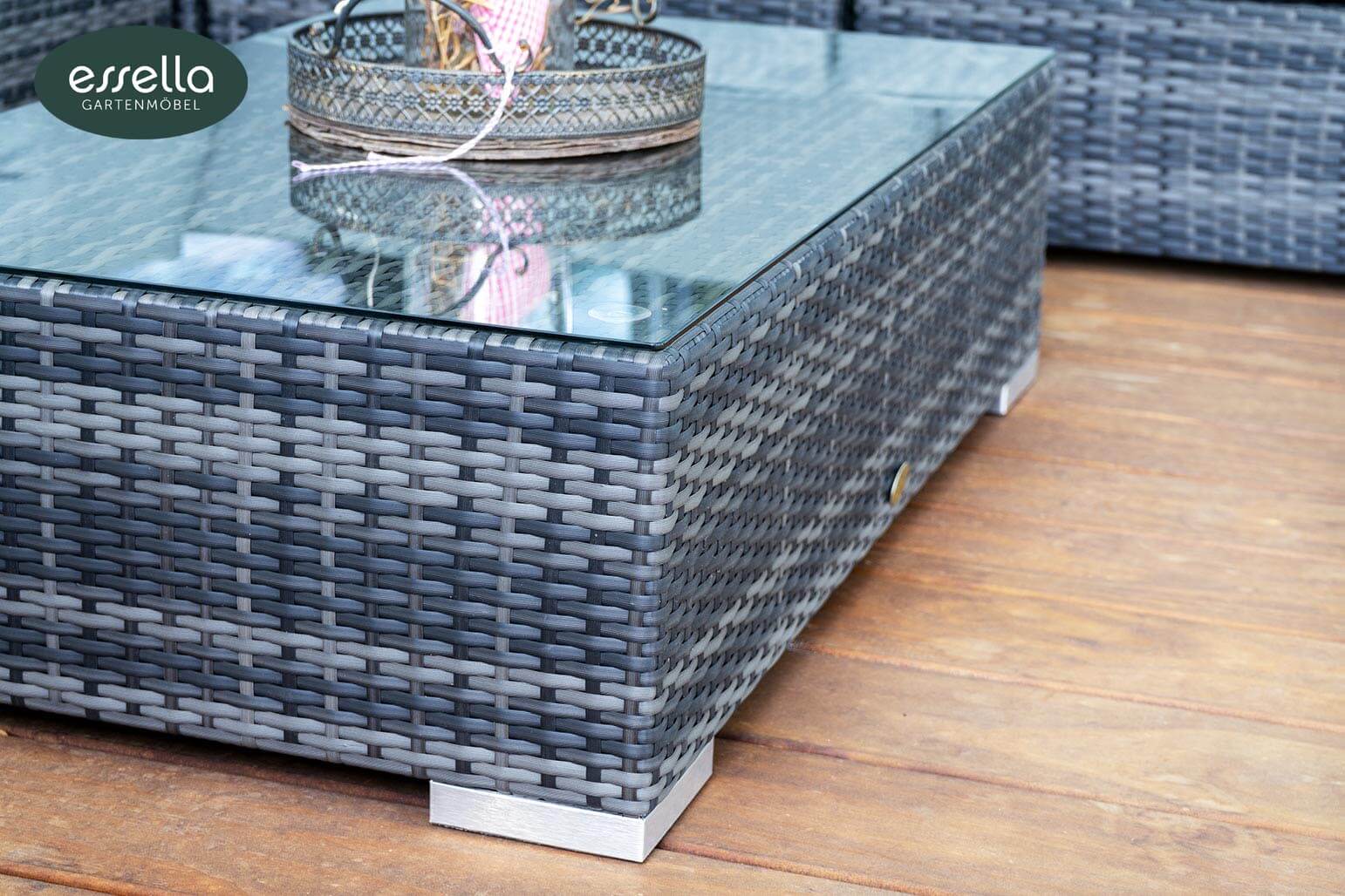 Essella Polyrattan "Miami" : bicolor-grau : flachgeflecht : gartenmode.de