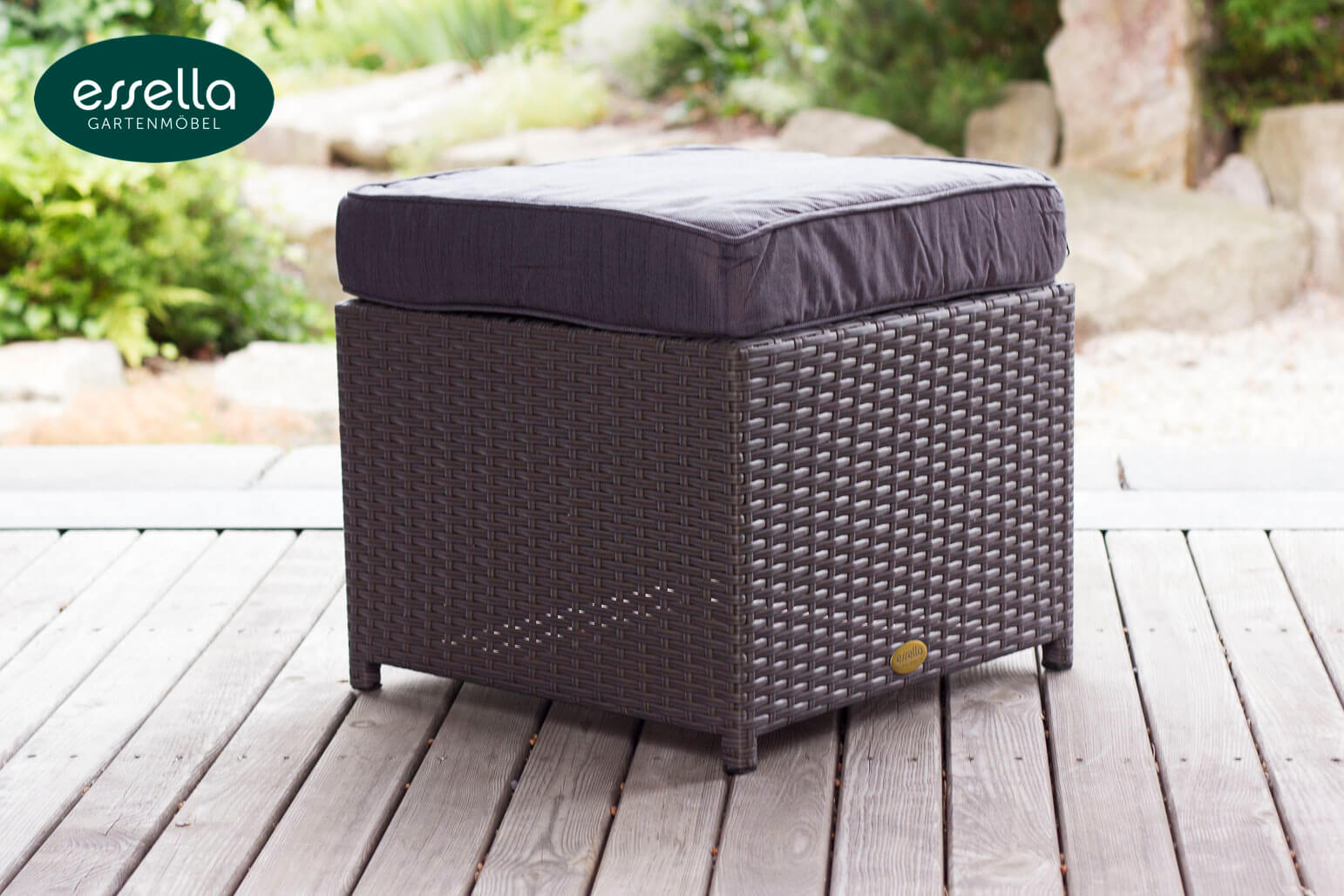 Essella Polyrattan Sitzgruppe "Vienna" : grau : flachgeflecht : polywood : gartenmode.de