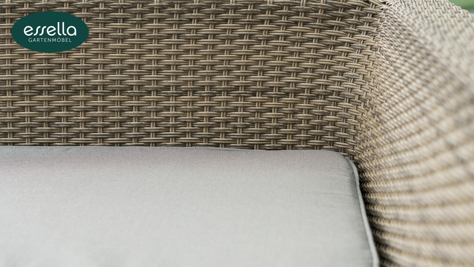 Essella Polyrattan Tisch mit Glasplatte "Miami" : hellbraun : halbrundgeflecht : gartenmode.de