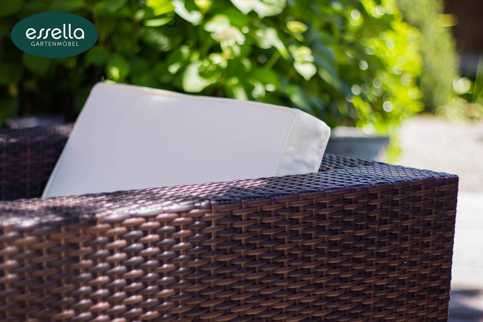 Essella Polyrattan Detail "Key West" : bicolor-braun : flachgeflecht : gartenmode.de