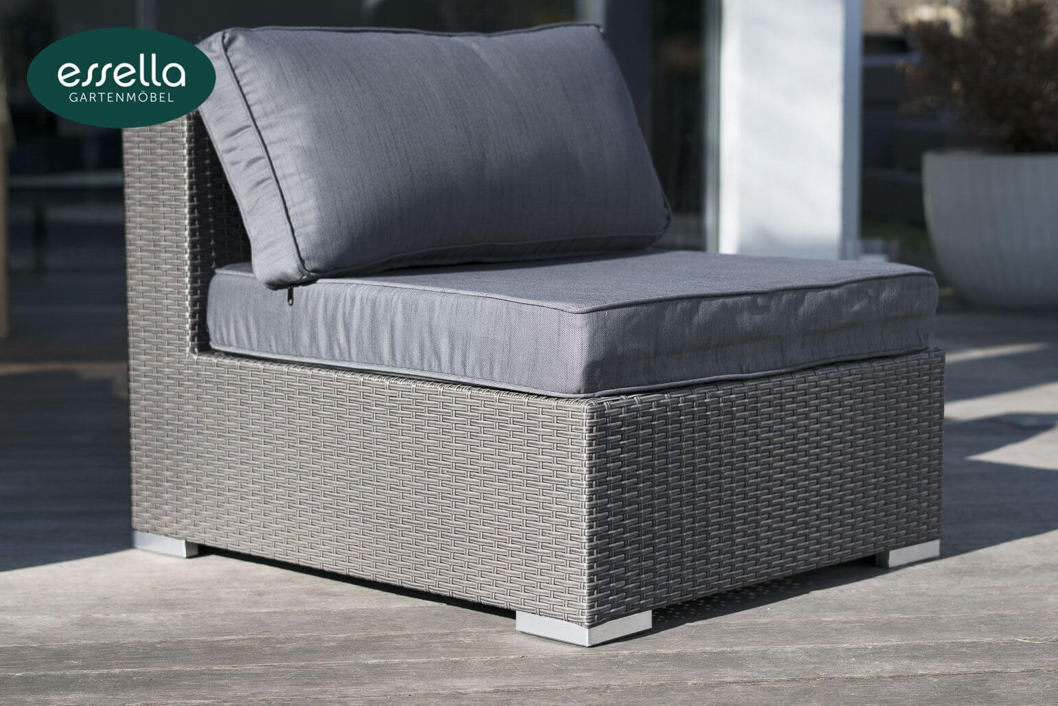 Essella Polyrattan Lounge "Palm Beach" : grau : flachgeflecht : gartenmode.de