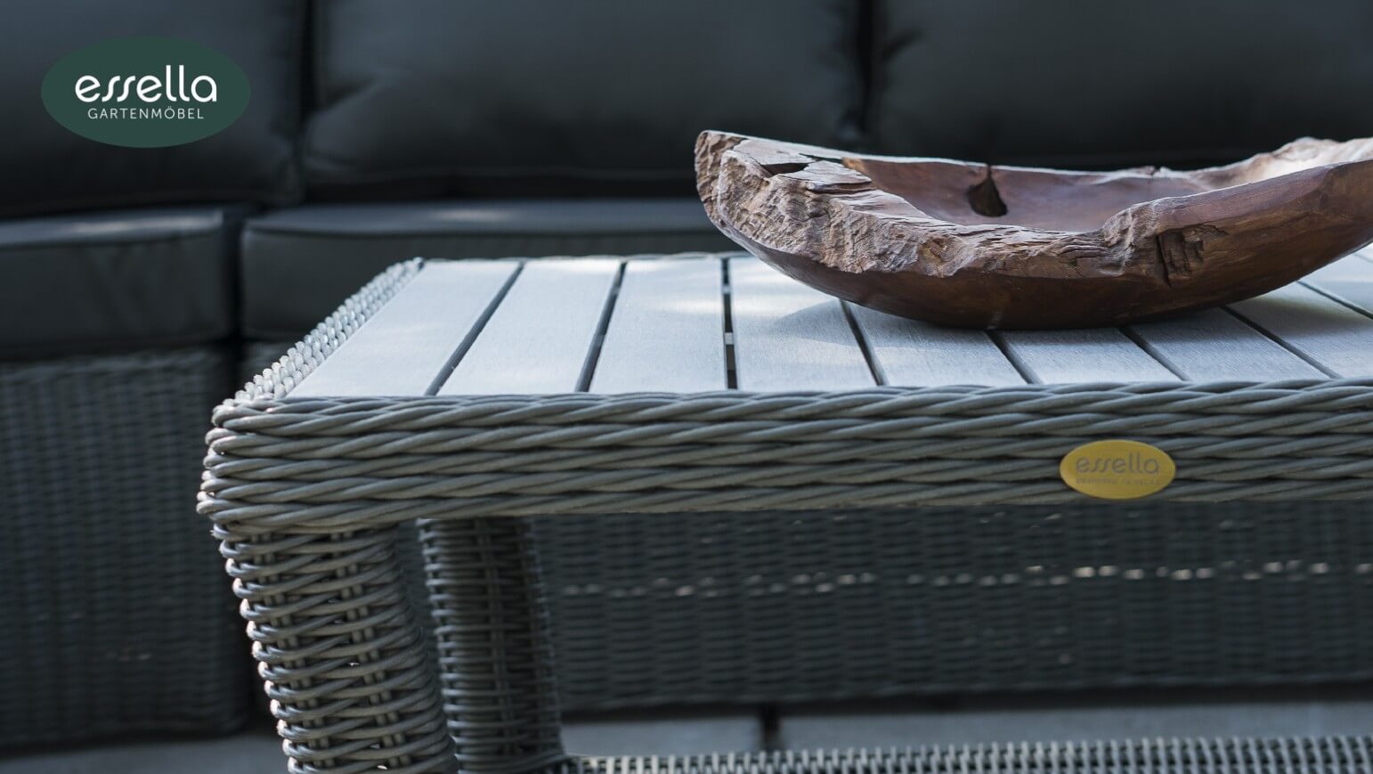 Essella Polyrattan Lounge "Porto" : grau : rundgeflecht : gartenmode.de