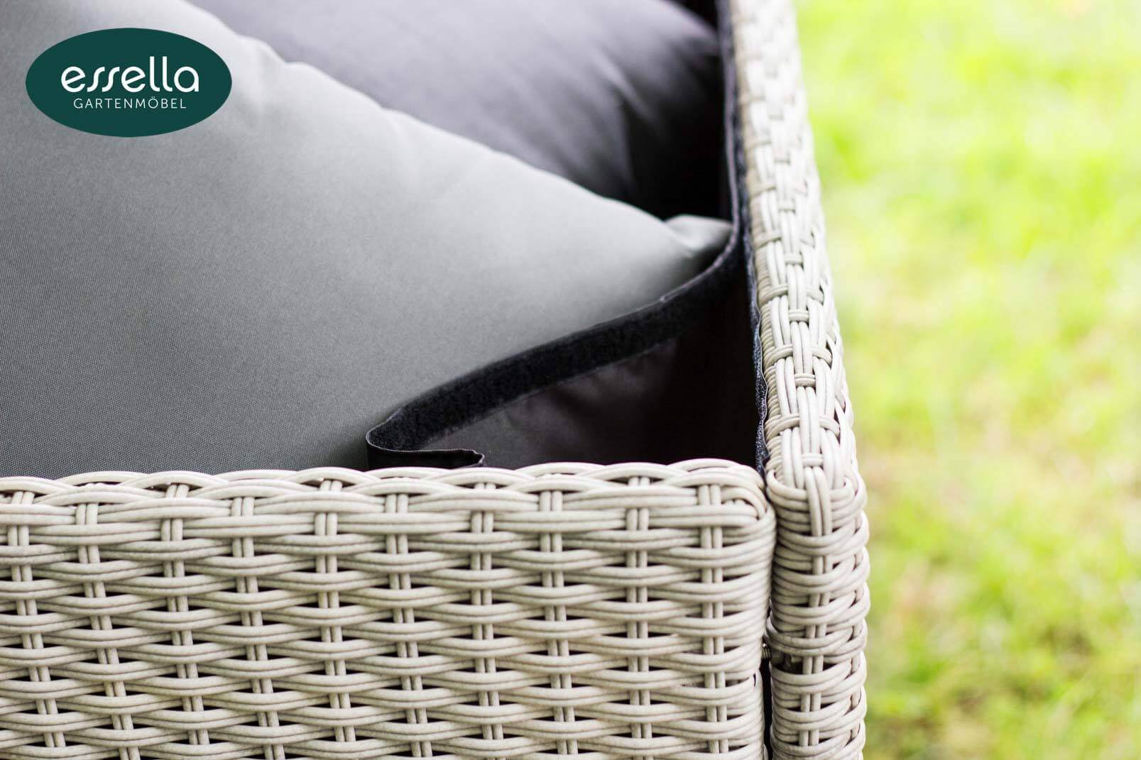 Essella Polyrattan Kissenbox XL : vintage-weiss : rundgeflecht-optik : gartenmode.de