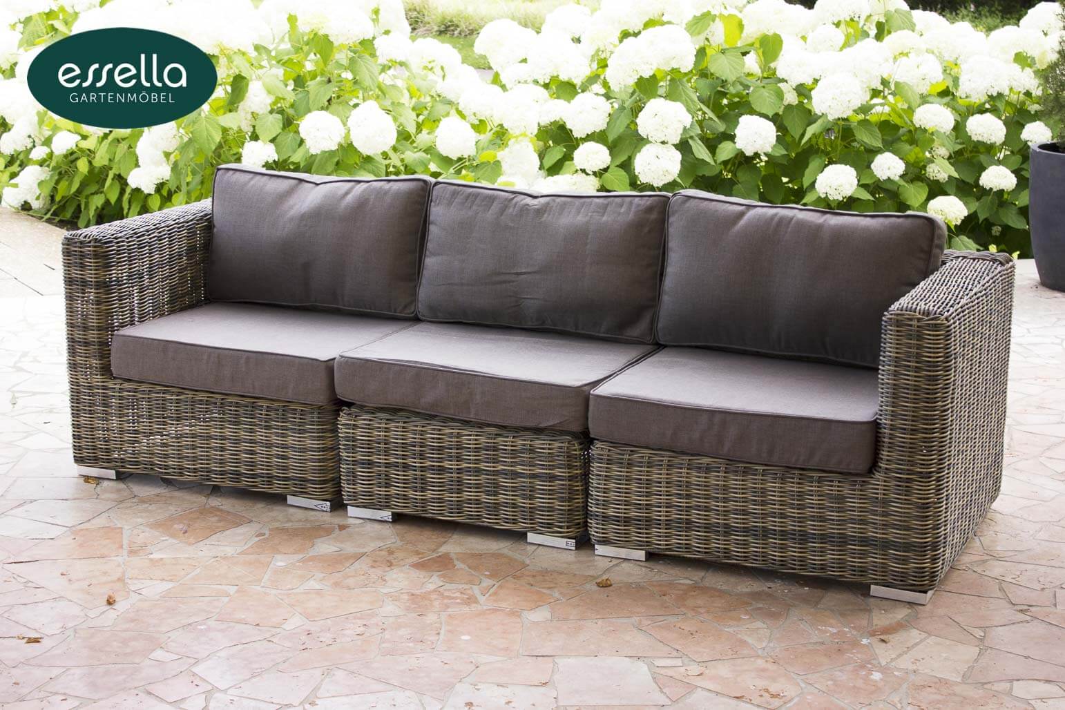 Essella Polyrattan Sitzgruppe "Cannes" : naturoptik : rundgeflecht : gartenmode.de