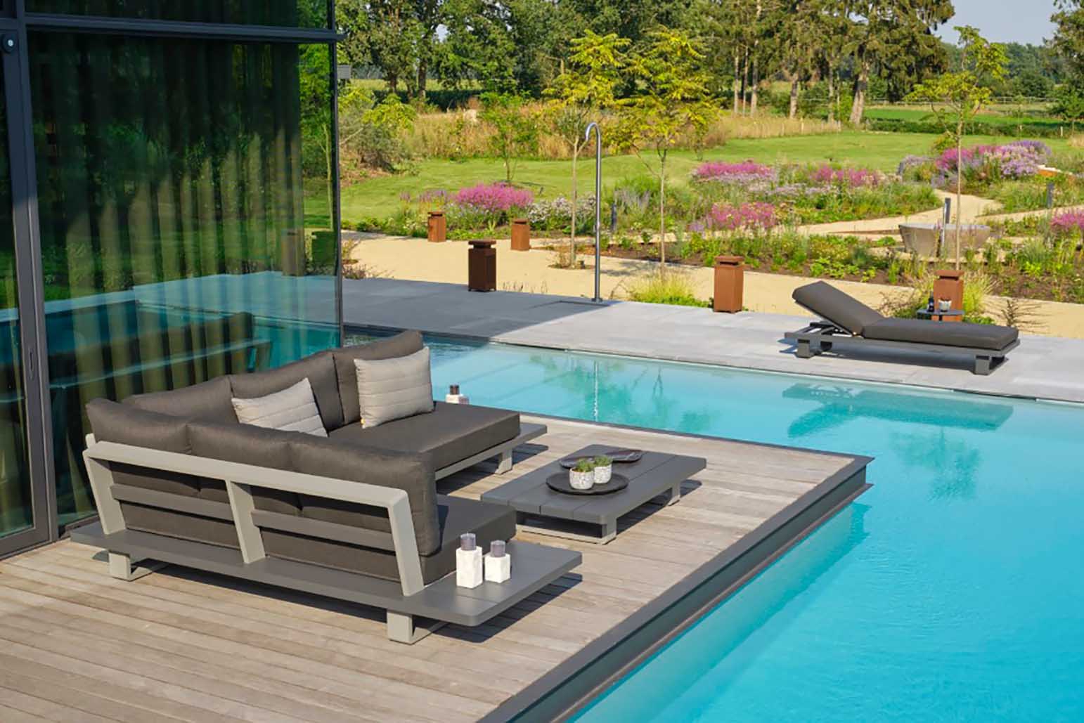 Aluminium Lounge Fitz Roy 5-Personen links Schwarz & Grau Matt Comforma Basalt