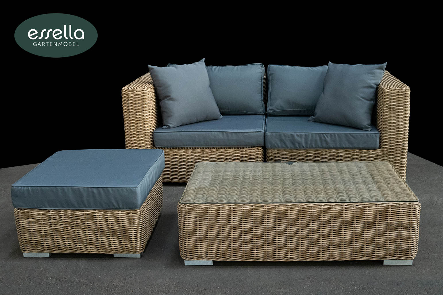 Fotomodell Polyrattan Lounge Alabama 2-Personen Rundgeflecht Hellbraun