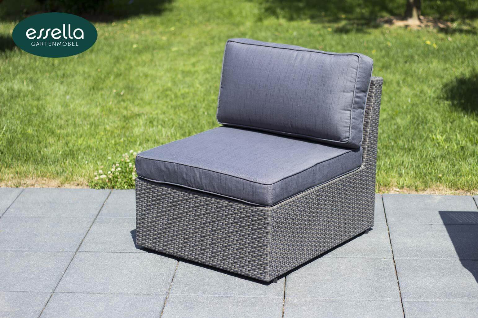 Essella Polyrattan Lounge "Venezia" : grau : flachgeflecht : gartenmode.de