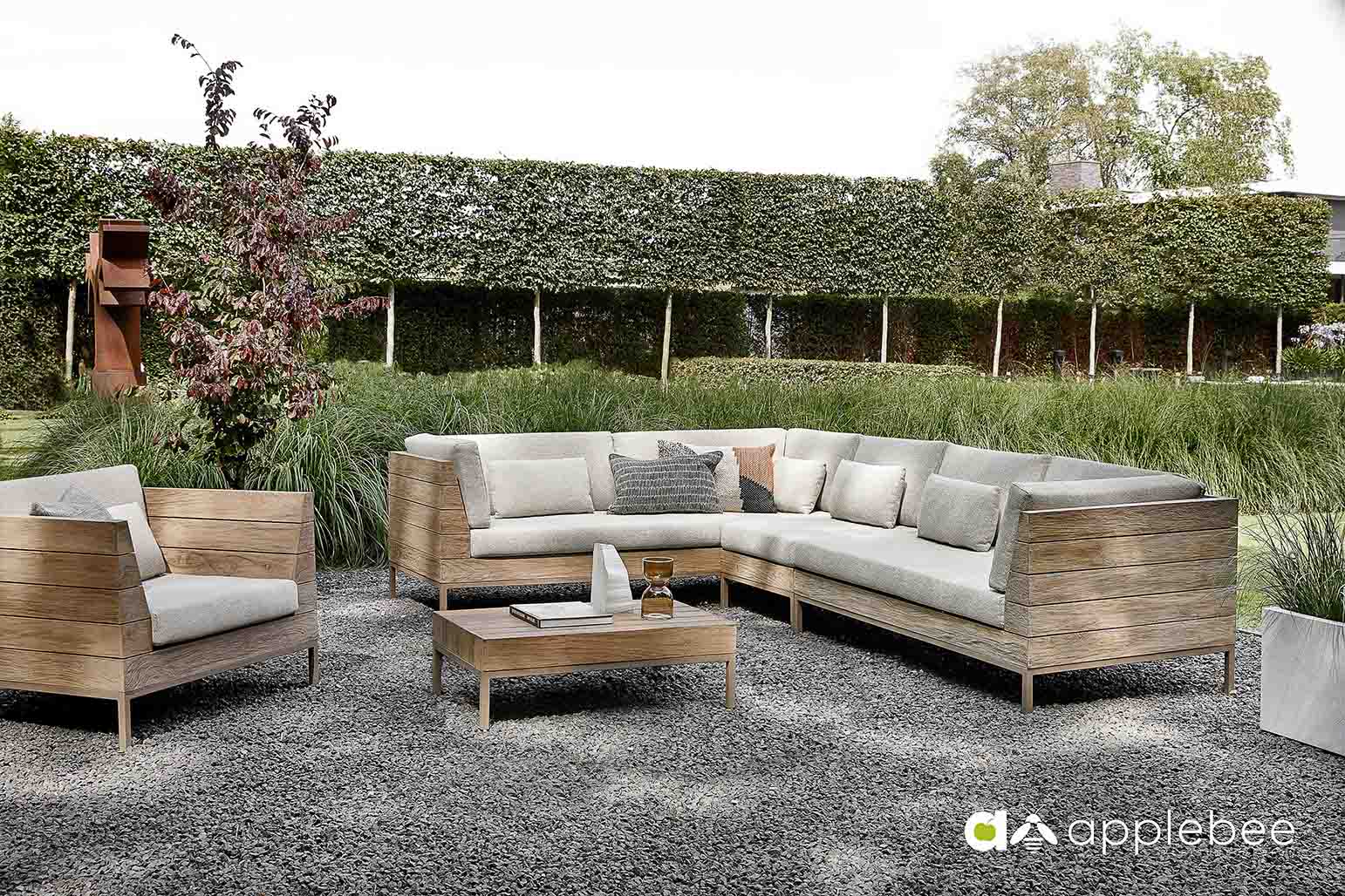 Apple Bee Teak Eck-Lounge Long Island mit Sessel