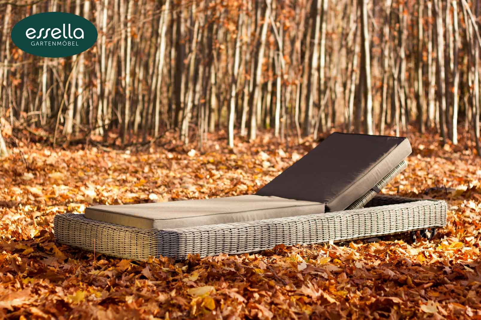 Essella Polyrattan Sonnenliege "Long Island" : grau : rundgeflecht : gartenmode.de