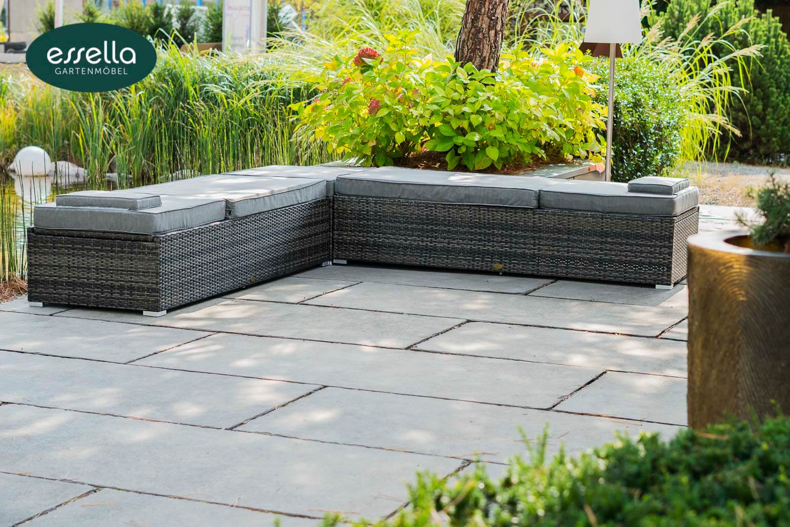 Polyrattan Sonnenliege Capri Flachgeflecht