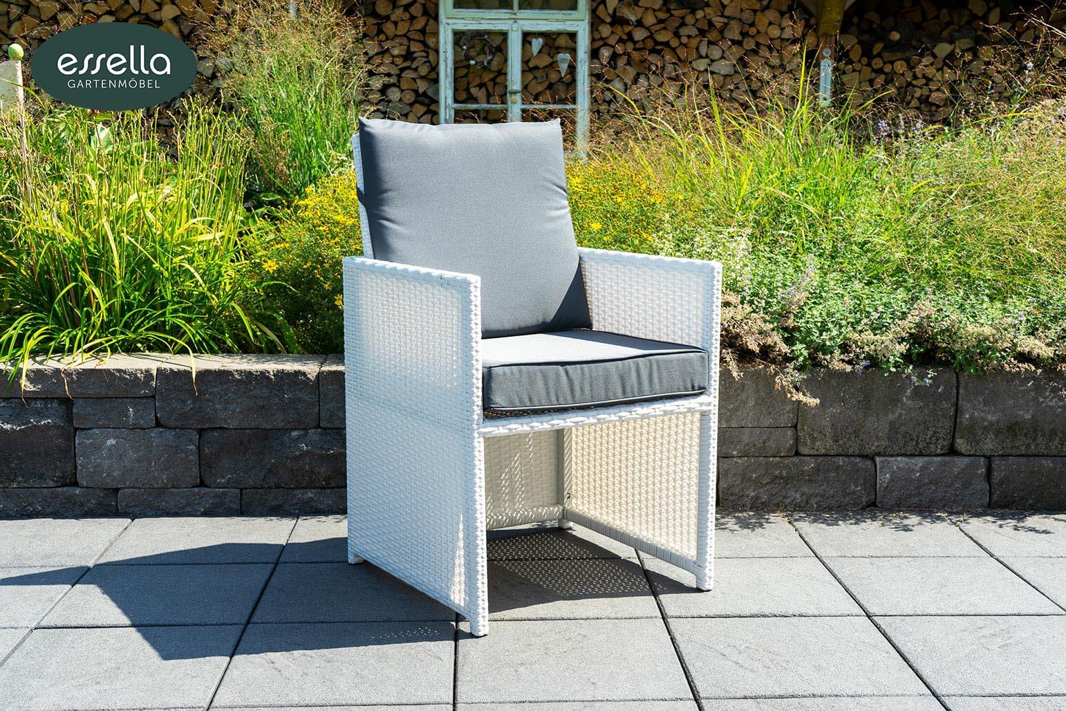 Essella Polyrattan Sessel "Vienna" : weiß : flachgeflecht : gartenmode.de