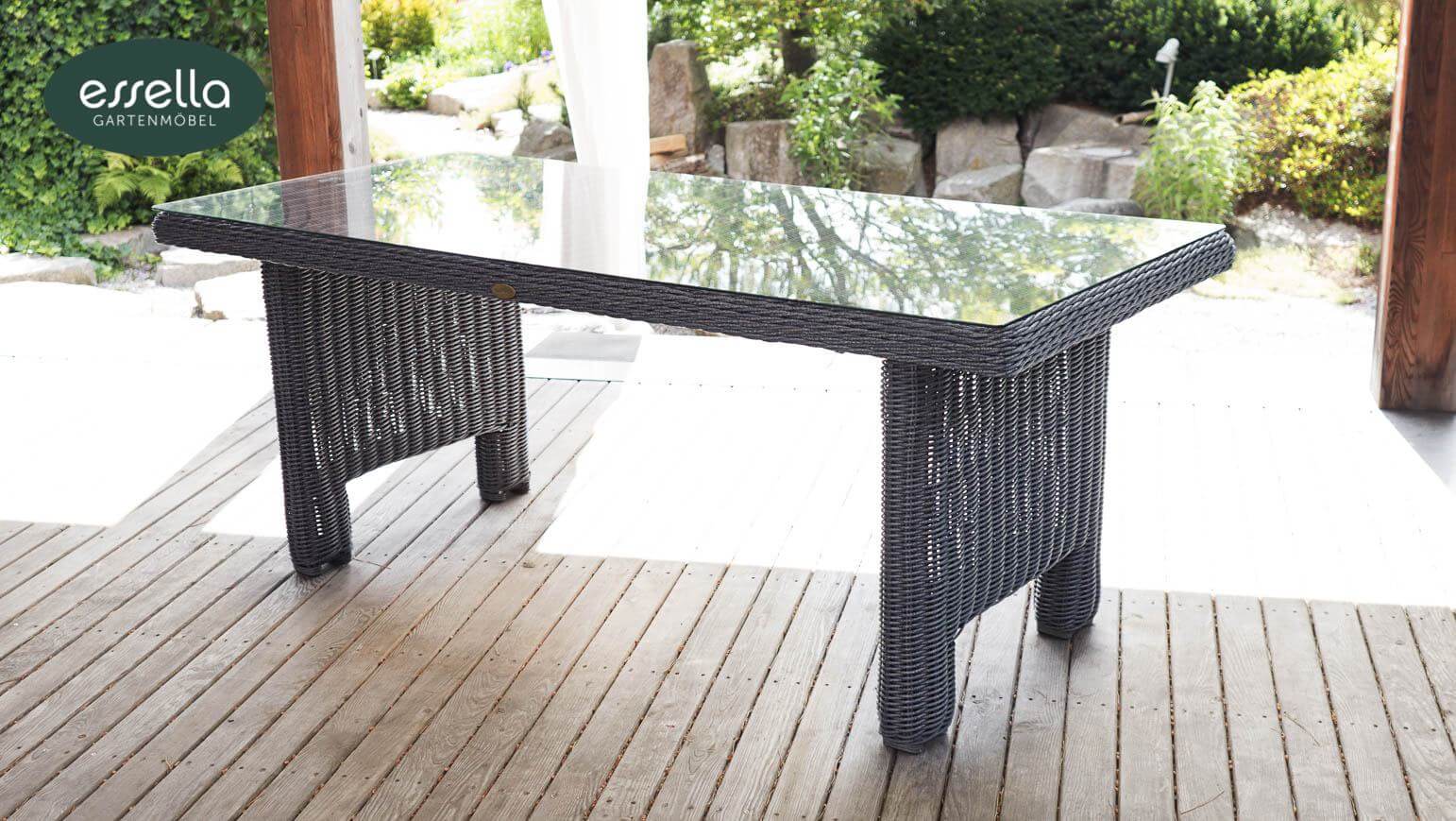 Essella Polyrattan Tisch Rom grau meliert rundgeflecht