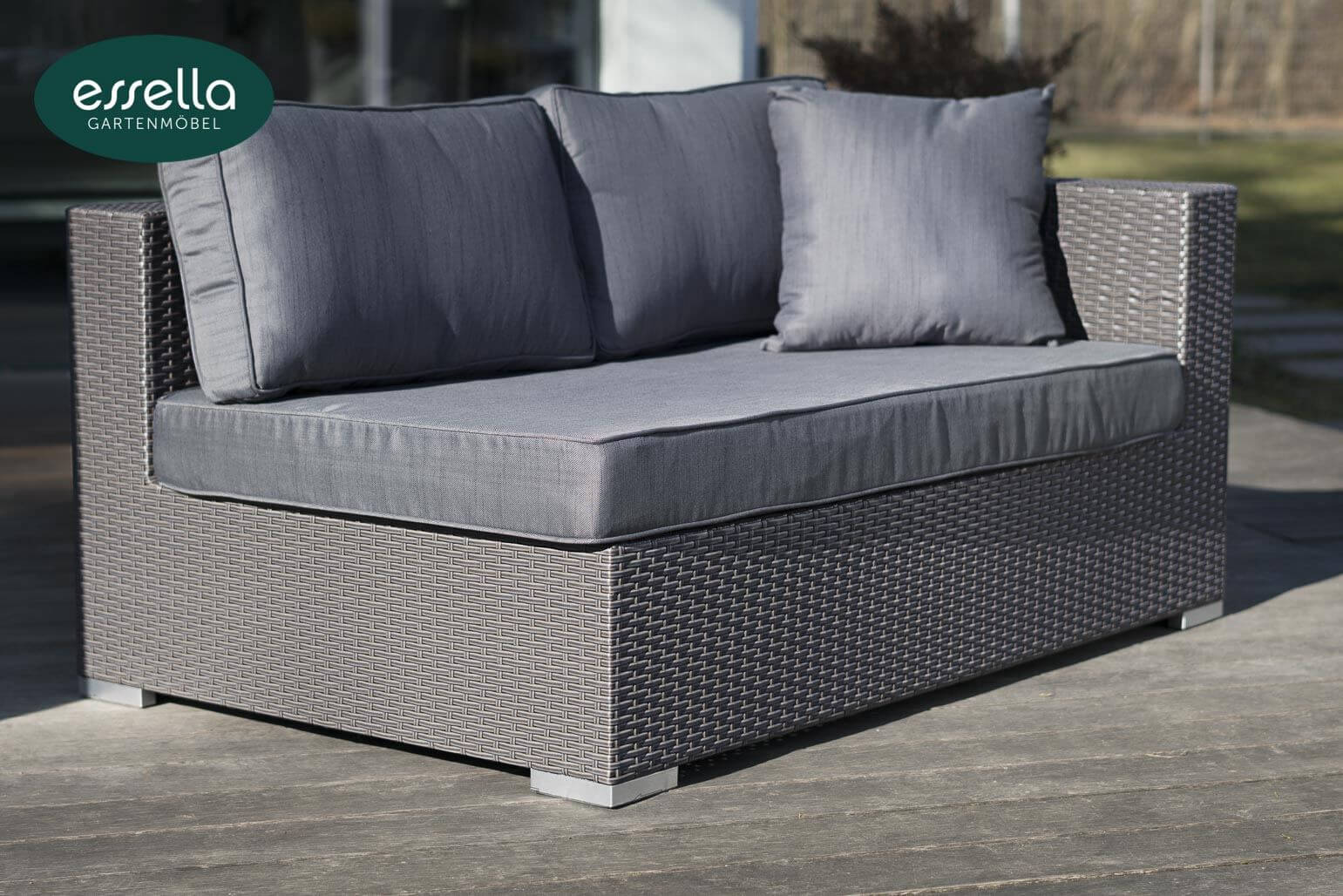 Essella Polyrattan Lounge "Palm Beach" : grau : flachgeflecht : gartenmode.de
