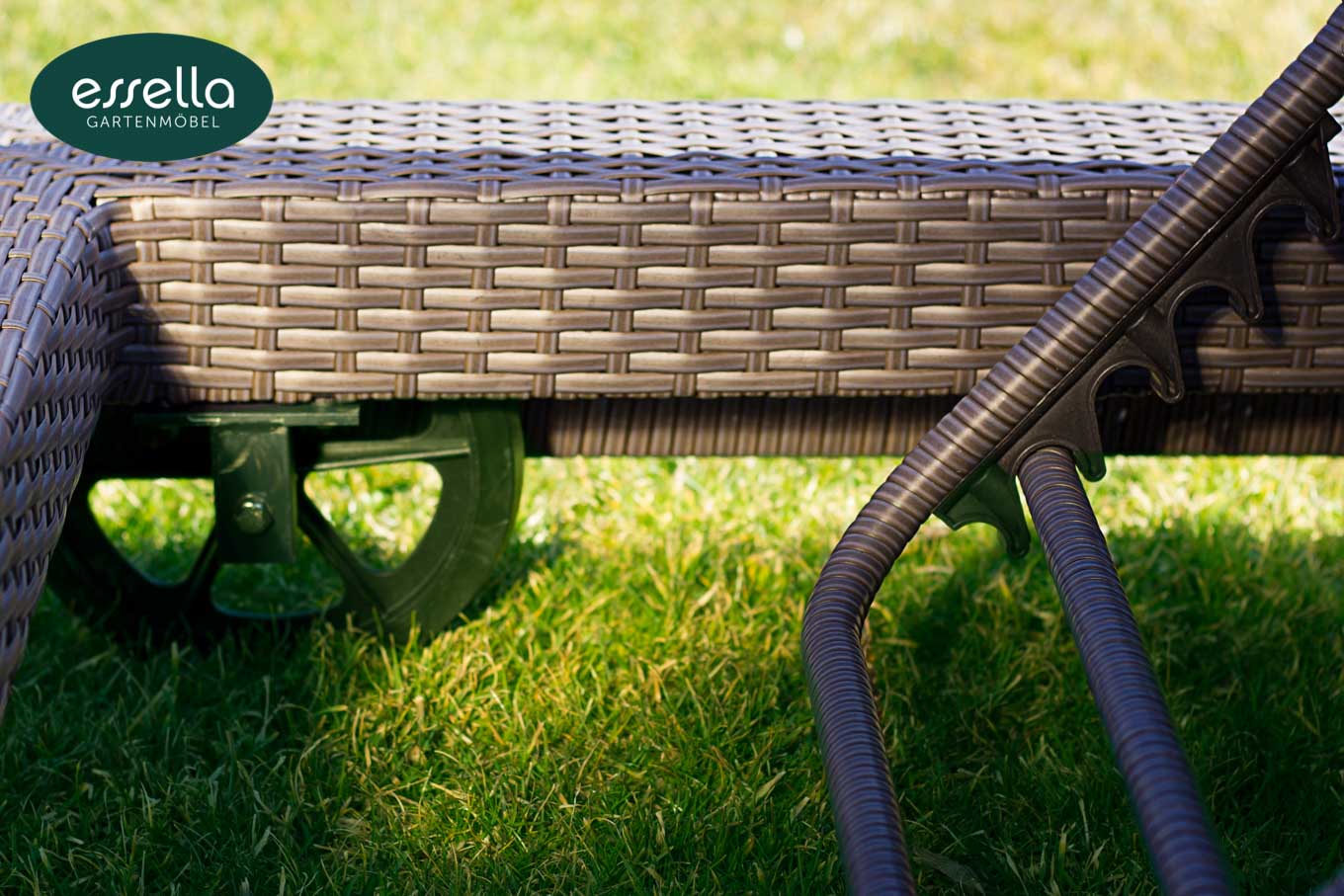 Essella Polyrattan Detail "Long Island" : grau : flachgeflecht : gartenmode.de