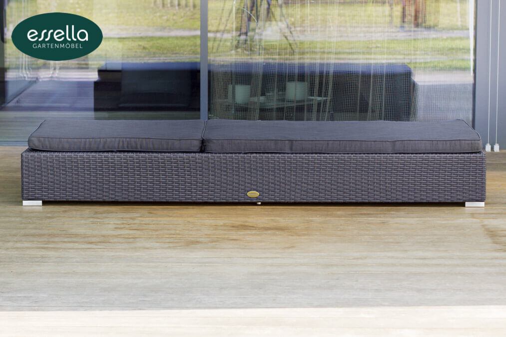 Essella Polyrattan Sonnenliege "Jamaica" : grau : flachgeflecht : gartenmode.de