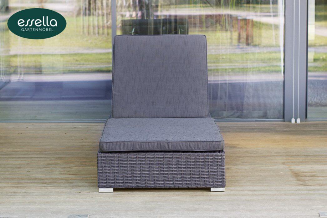Essella Polyrattan Sonnenliege "Jamaica" : grau : flachgeflecht : gartenmode.deEssella Polyrattan Sonnenliege "Jamaica" : grau : flachgeflecht : gartenmode.de