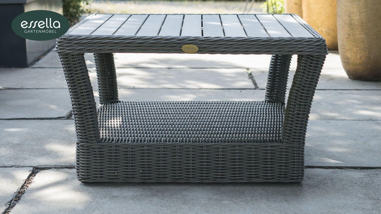 Essella Polyrattan Lounge "Porto" : grau : rundgeflecht : gartenmode.de