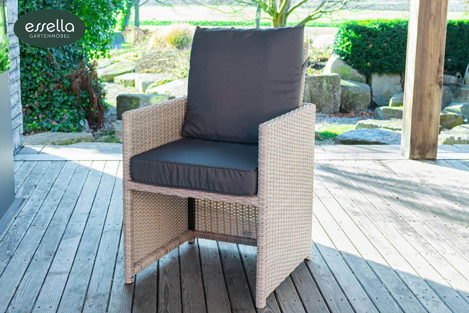 Essella Polyrattan Sitzgruppe "Vienna" : vintage-weiss: halbrundgeflecht : gartenmode.de