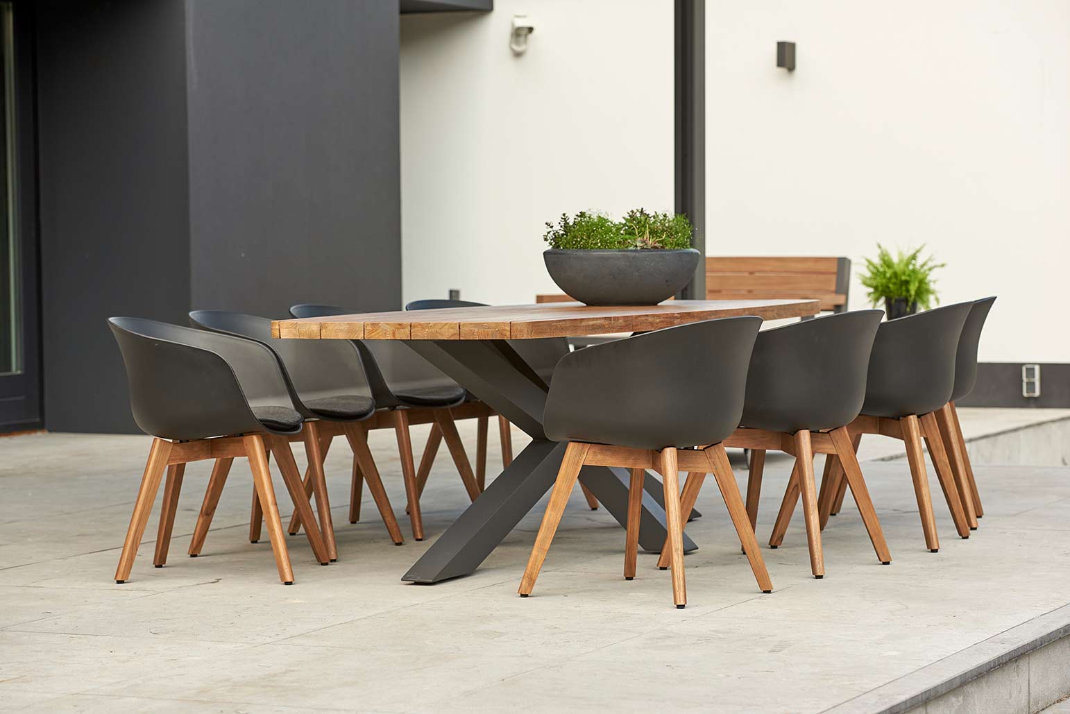 Teakholz Sitzgruppe Timor Oval 8-Personen