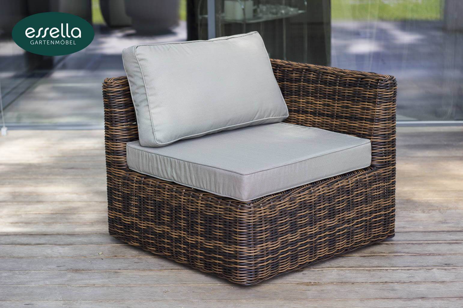 Essella Polyrattan Detail "Oslo" : bicolor-dunkelbraun : rundgeflecht : gartenmode.de