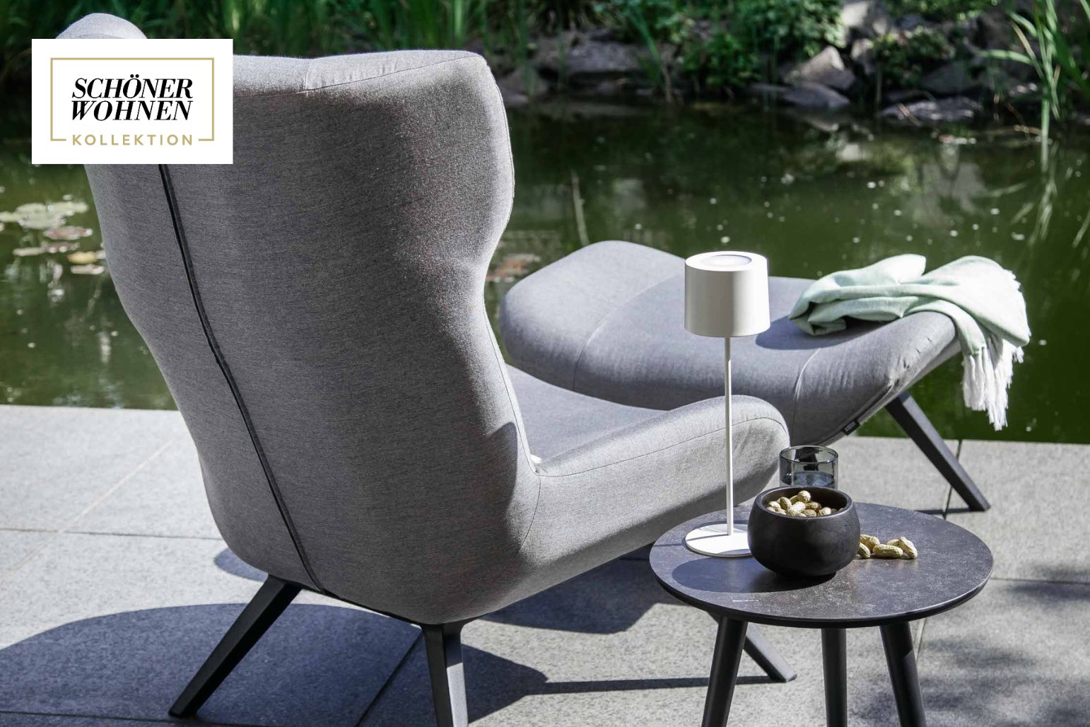 Schöner Wohnen Sessel Elin Sunbrella mit Hocker