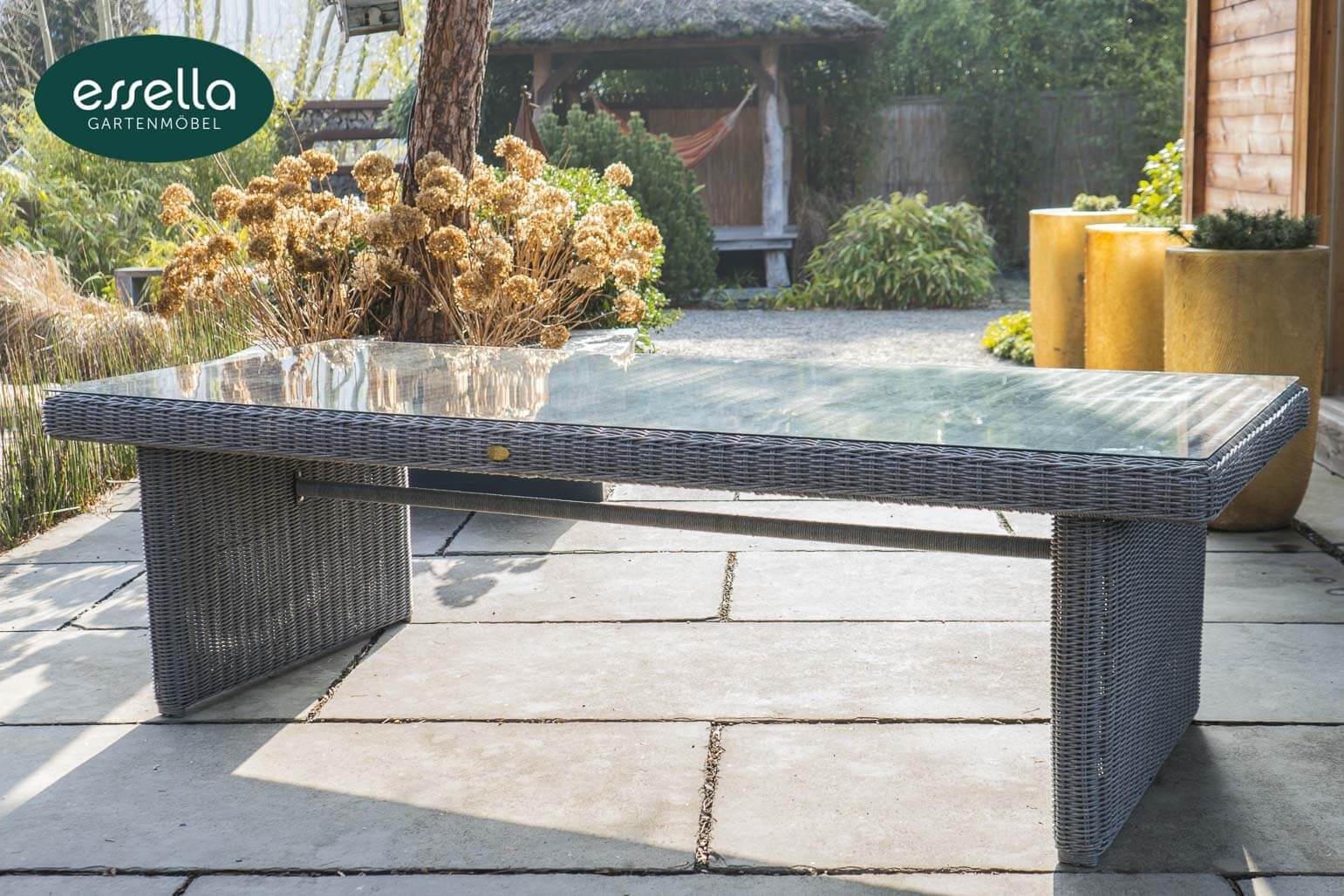 Essella Polyrattan Sitzgruppe „Dubai“ 8-Personen : grau-meliert : rundgeflecht - gartenmode.de