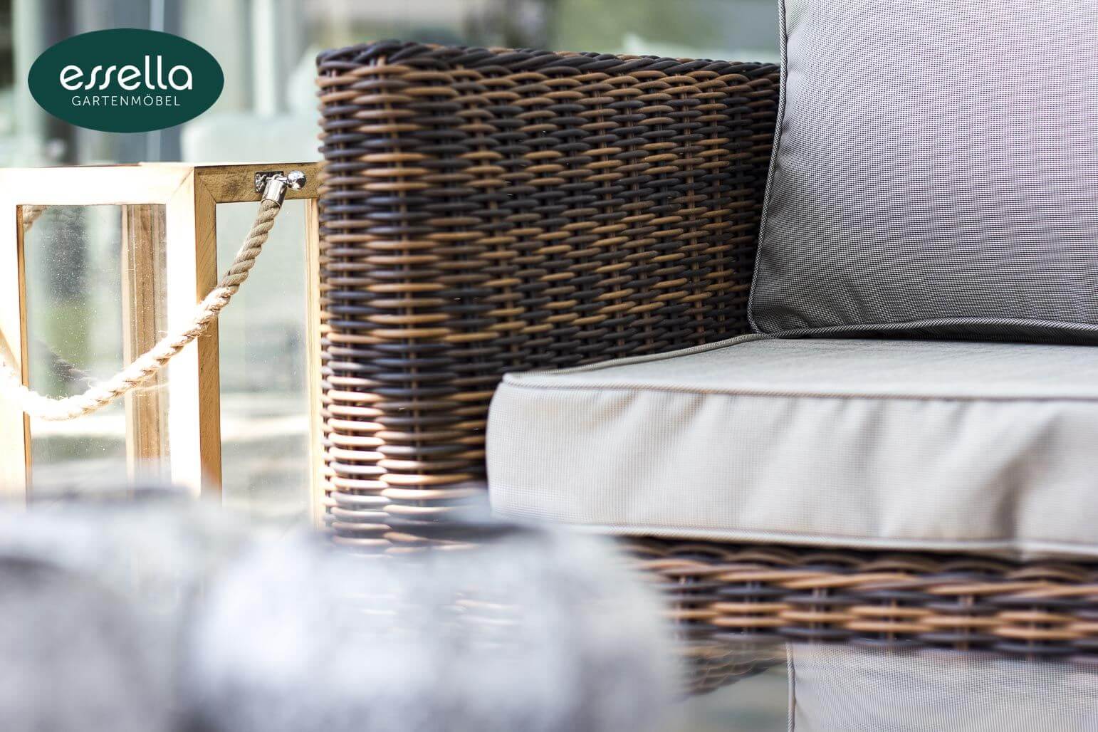 Essella Polyrattan Detail "Oslo" : bicolor-dunkelbraun : rundgeflecht : gartenmode.de