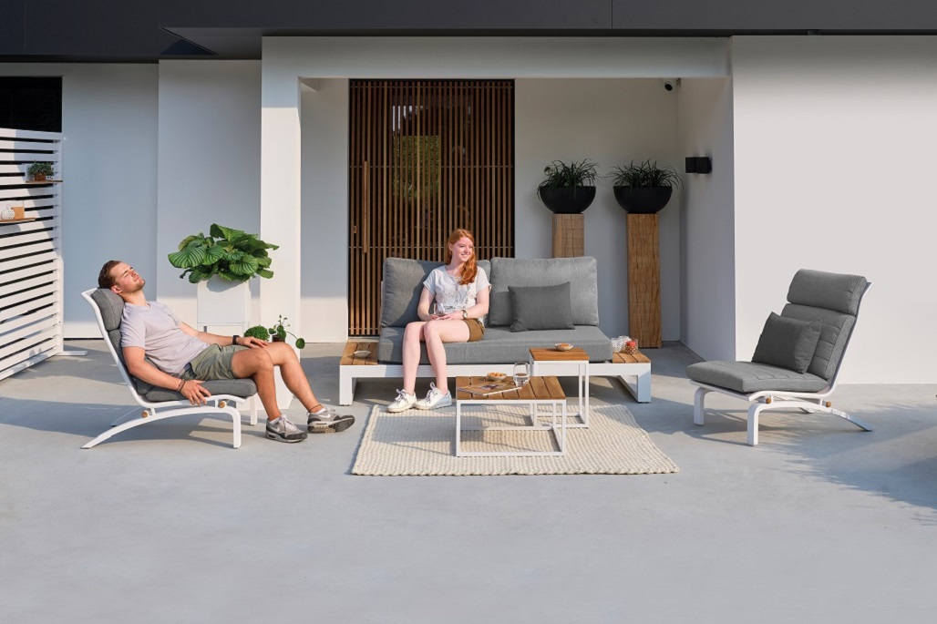 Soho Lounge Set mit Sesseln 4-Personen White/Teak