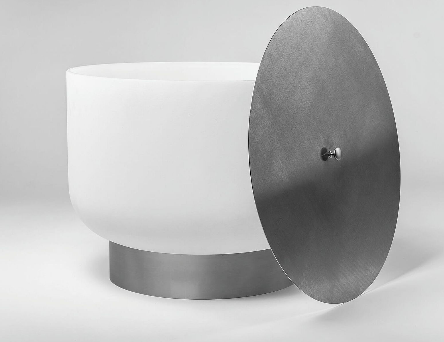 Quarzglas Feuerschale Set mit Sockel, Deckel und Wetterhaube