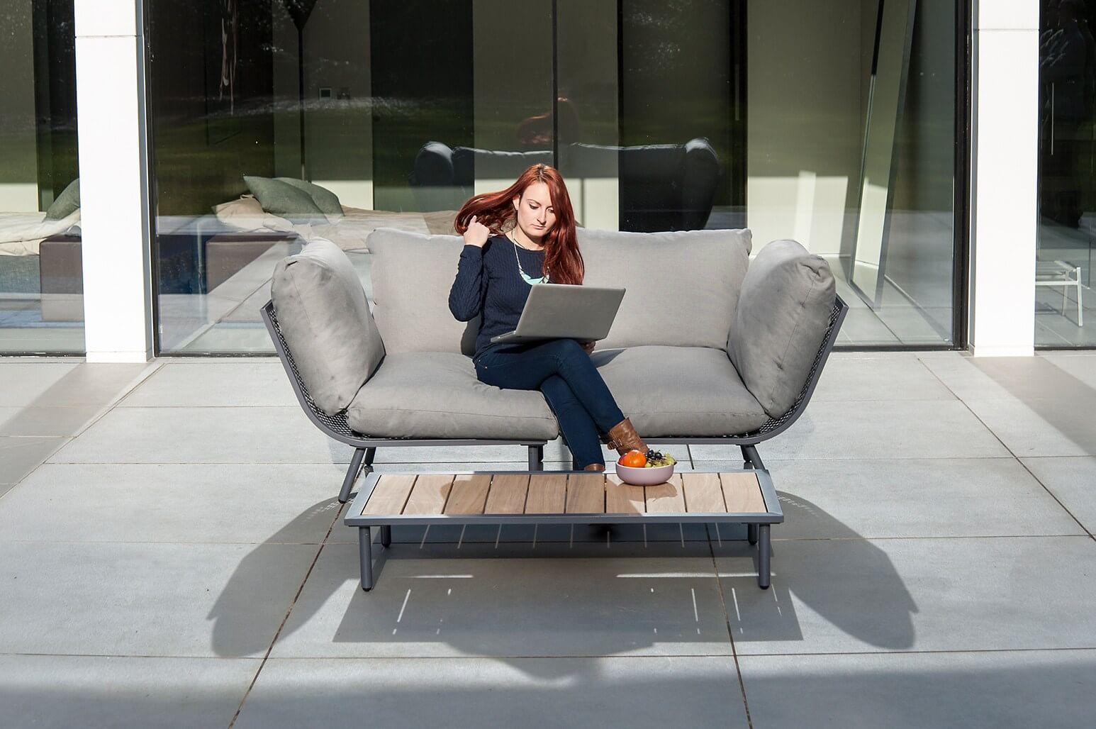 Aluminium Loungegruppe Beach Lounge Grau