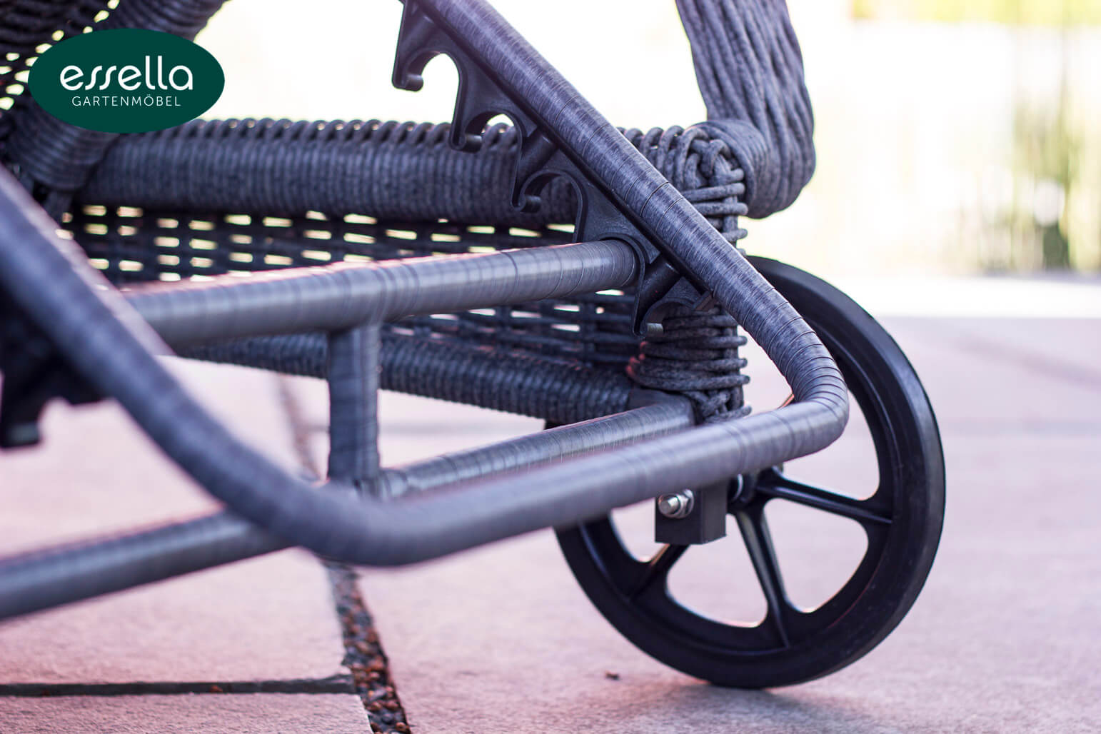 Polyrattan Sonnenliege Barbados Rundgeflechtoptik