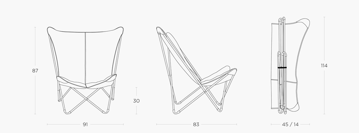 Gepolsterte Breiter Butterfly Chair Sphinx - Tundra Sunbrella® - Grau