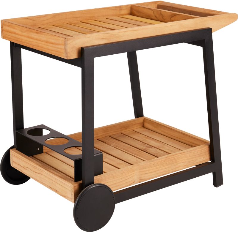 Servierwagen Frido Aluminium Schwarz/Teak