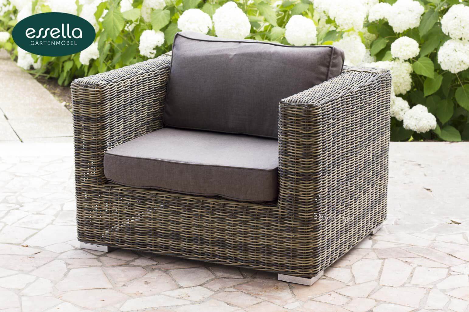Essella Polyrattan Sitzgruppe "Cannes" : naturoptik : rundgeflecht : gartenmode.de