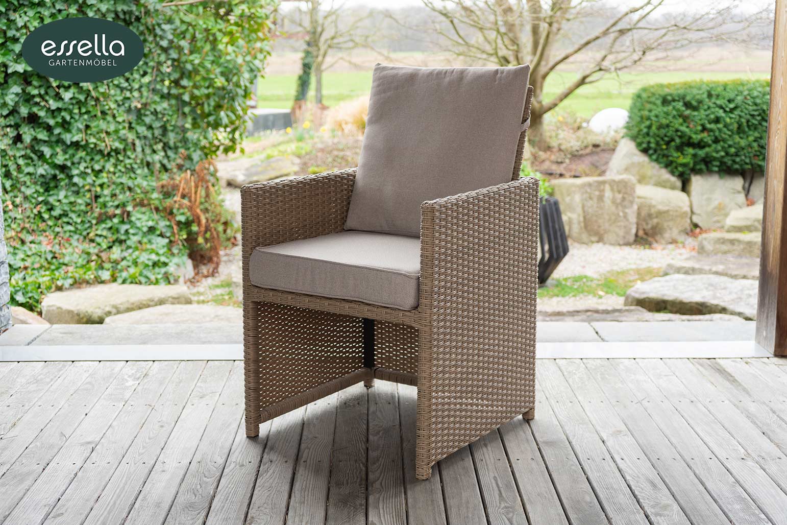 Polyrattan Sitzgruppe Vienna 4-Personen Polywood Rundgeflecht - Optik