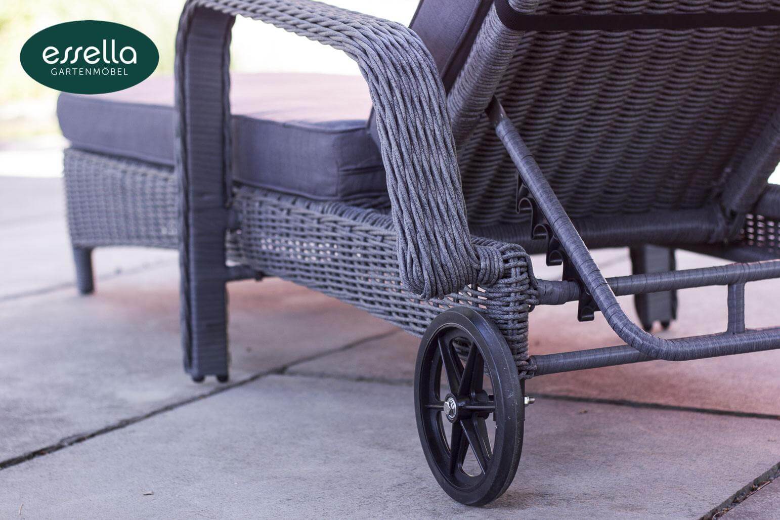 Polyrattan Sonnenliege Barbados Rundgeflechtoptik