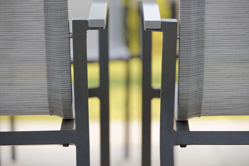 Aluminium Stapelsessel Evoee Anthrazit/Perlgrau inkl. Sitzkissen