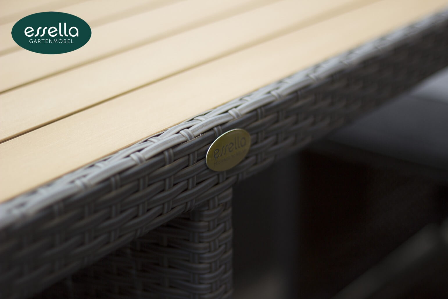 Essella Polyrattan Sitzgruppe "Vienna" : grau : flachgeflecht : polywood : gartenmode.de