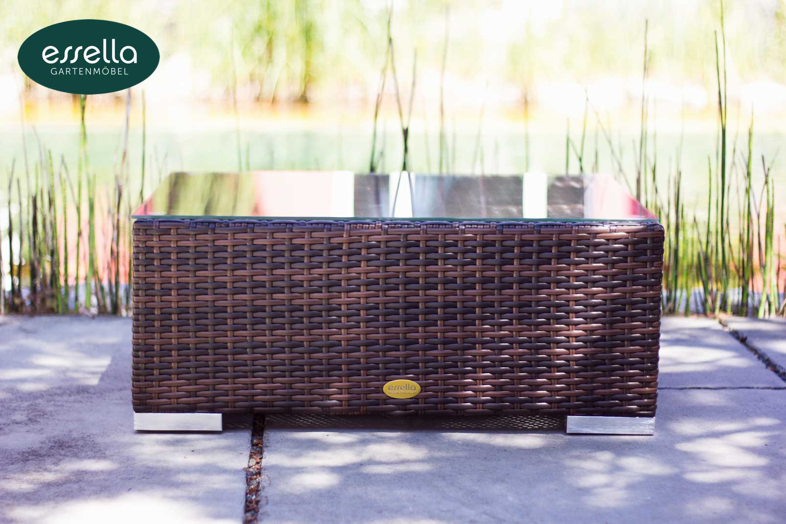 Essella Polyrattan Tisch "Key West" : weiß : flachgeflecht : gartenmode.de