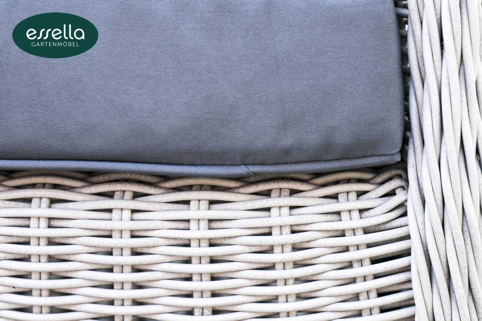 Essella Polyrattan Sitzgruppe „Dubai“ 6-Personen : vintage weiss : rundgeflecht - gartenmode.de