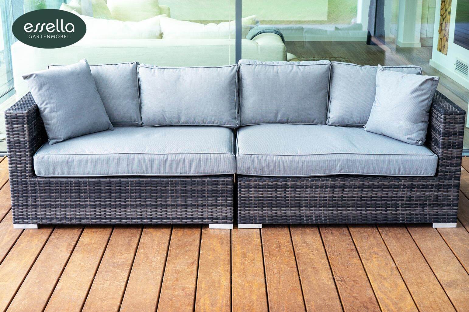 Essella Polyrattan "Miami" : bicolor-grau : flachgeflecht : gartenmode.de