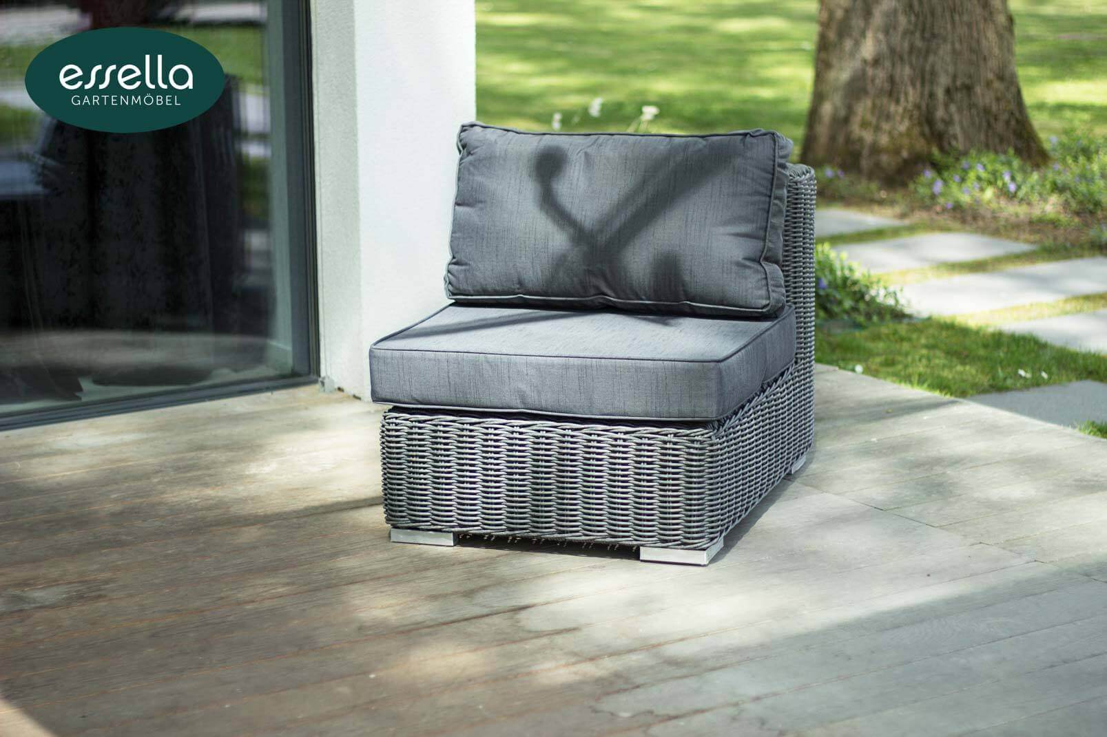 Essella Polyrattan Sessel "Alabama" : grau-meliert : rundgeflecht : gartenmode.de