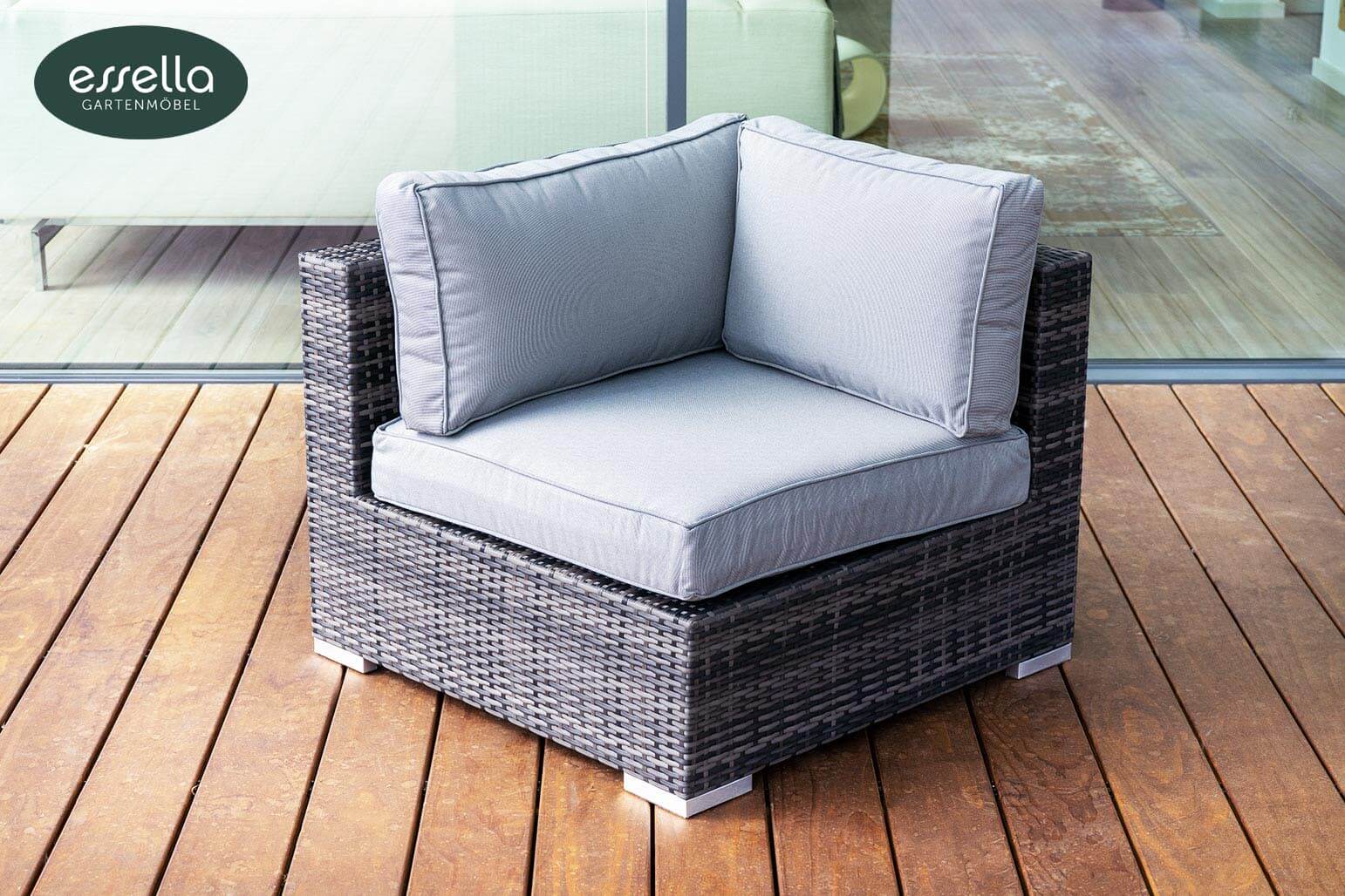 Essella Polyrattan "Miami" : bicolor-grau : flachgeflecht : gartenmode.de